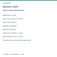 Module d'alimentation isolé 5 V B0505SY-3WR1, sortie unique 600 mA, convertisseur DC-DC SIP non régulé 3 W