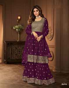 Costume de Salwar Georgette à feuilles persistantes spécial Eid avec fil et broderie Fournisseur indien à vendre - Product Image 2