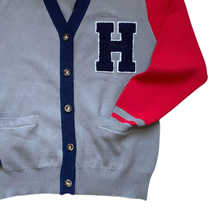 Cardigan universitaire unisexe au design vintage personnalisé tricots tricolores brodés sur le devant décontracté pour l'hiver - Product Image 5