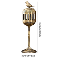 Brûleur d'encens et porte-bâtonnets en métal vintage avec couvercle en forme d'oiseau, élégant porte-arôme en métal pour la décoration de la maison, la méditation, le salon de thé, cadeau