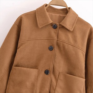 Chaqueta de Lana Tejida para Mujer, Diseño Personalizado, Informal, Versátil, Color Sólido, Cierre de Botón, Holgada y Transpirable - Product Image 5