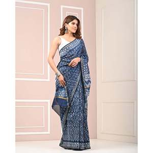 Chanderi Printed Heavy Georgette Saree Blouse Banarasi Model Number Soft Indian Pakistani Style <b>Net</b> <b>Fabric</b> Salwar Kameez Lehenga - Product Image 5