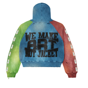 Sweat-shirt à capuche zippé surdimensionné personnalisé pour homme, effet vieilli délavé à l'acide, léger, éco-responsable, style streetwear, survêtement - Product Image 3