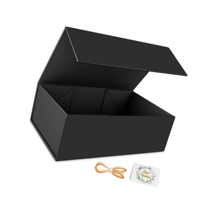 Boîte cadeau noire, coffrets cadeaux 9.5x6x3 ''pour cadeaux avec couvercles fermeture magnétique Rectangle pliable pour boîte de proposition de garçon d'honneur - Product Image 1