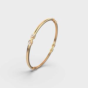 Bracelet jonc tendance pour femme en or blanc/jaune/rose 14 carats avec nœud infini et diamant rond taille brillant 0,36 ct, plaqué rhodium, OEM - Product Image 6