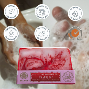 Handcrafted Gift <b>Soap</b> Bar 80g Cranberry Premium Bath Cleanser Body Face Care Artisan Design Private Label OEM ODM - Product Image 1