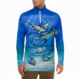 Camisa de Pesca Personalizada para Hombre, Protección Solar UPF 50+, Manga Larga, Ligera, con Cierre de 1/4, Spandex/Poliéster 180g, para Bebés y Niños Pequeños - Product Image 1