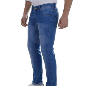 2025 <b>Men's</b> Casual Private Label <b>Jeans</b> Top Selling 100% Cotton Pant with Lightweight Straight Pattern Mid Waist Dark Wash - Product Image 3