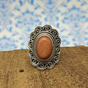 La plus belle bague de créateur bohème en argent sterling 925 avec pierres précieuses semi-précieuses en grès. - Product Image 4