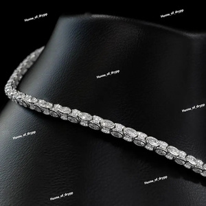 Oval Cut Diamond <b>Tennis</b> Neckless Iced Out <b>Silver</b> Tone Luxury Hip Hop Bling Jewelry For Men And Women Statement Neckless Gift - Product Image 2