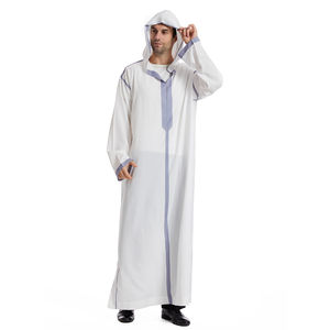Middle East <b>Arab</b> <b>Men's</b> Islamic Color Polyester Handmade Breathable Lightweight Eid Prayer Long Maxi Hooded Thobe for <b>Men's</b> - Product Image 3