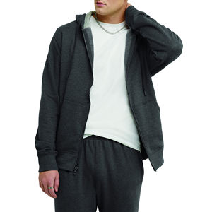 Vêtements de sport d'hiver 2024 pour hommes, veste à capuche décontractée à motif uni avec fermeture éclair, sweat-shirt thermique 100% coton - Product Image 4