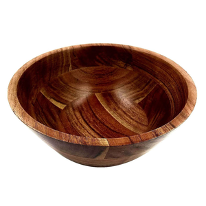 Bol en bois d'acacia naturel 100% fait à la main poli écologique 100% étanche Bol à fruits et à salade Artisanat Saninya pour la maison - Product Image 1