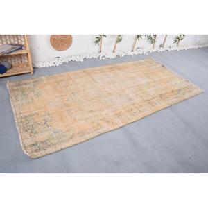 Alfombra Vintage de 4.2x8.6 pies, Alfombra Turca, Alfombra Floral Beige y Verde - Product Image 4