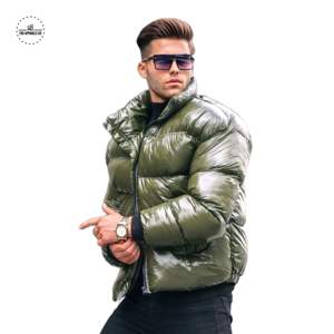 Custom Fashion Style Men's Warm Waterproof Navy Blue Hooded Puffer Jacket Wholesale Winter Streetwear Down Jacket for Men - Product Image 3