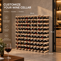 Range-bouteilles modulaire en bois et métal pour 110 bouteilles, présentoir de rangement pour vin, idéal pour la maison, le bar, le restaurant, la cave à vin ou les projets professionnels.
