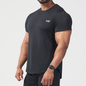 Camiseta de palangre para hombre de calidad profesional, camisetas de palangre ajustadas para hombre, 180 gramos de algodón, dobladillo curvo más largo, ropa informal para gimnasio muscular - Product Image 3
