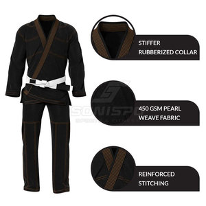 Kimono de BJJ noir pour homme avec ceinture blanche, coupe régulière, polyester, vêtements d'arts martiaux, taille adulte - Product Image 5