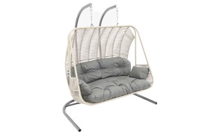 Handmade Wood Macrame Modern Outdoor Hotel Double Seat Patio <b>Swings</b> Hanging Chair Stand - Product Image 2