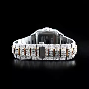 Hip Hop Style Luxurious Baguette Moissanite Diamond Crafted Square Glass Stainless Steel <b>Mechanical</b> <b>Watch</b> Customizable Enhance - Product Image 3