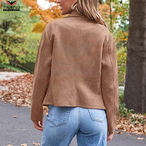 Chaqueta de cuero de mujer de Material de cuero de manga larga transpirable con estampado de logotipo personalizado de alta calidad profesional - Product Image 2