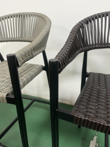 Silla de Bar de Metal Ligera, Resistente a la Intemperie, Comercial, para Exteriores, de Mimbre Sintético Gris, Taburete de Bar de Aluminio - Product Image 5