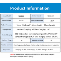 Batterie LiPo rechargeable haute capacité 126280 3,85 V 10000 mAh pour banques d'alimentation et appareils électroniques portables 146074 9373129 1160100