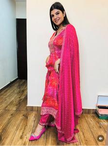 ผ้าไหม Chinon ชุดราตรีพิมพ์ลายดิจิตอล, ผ้าไหมพิมพ์ลายแบบหนาแขนยาวเต็มตัวด้านล่างและสี่ด้าน - Product Image 3