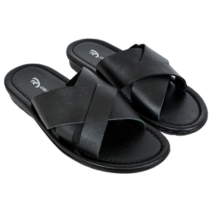 Pantoufles à enfiler en cuir véritable de haute qualité pour hommes, douces, antidérapantes, respirantes et légères, pour le printemps, l'automne et l'été. - Product Image 1