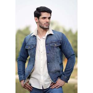 Veste en jean en coton Sherpa pour homme avec logo personnalisé 'ZEMBA', style streetwear, avec boutons décoratifs et techniques de lavage - Product Image 3