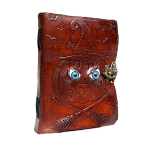 Handmade Vintage Halloween Prop Notebook Best Halloween & Christmas Gift-Pumpkin Hocus Pocus Spell <b>Book</b> with Two Eye Stones - Product Image 1