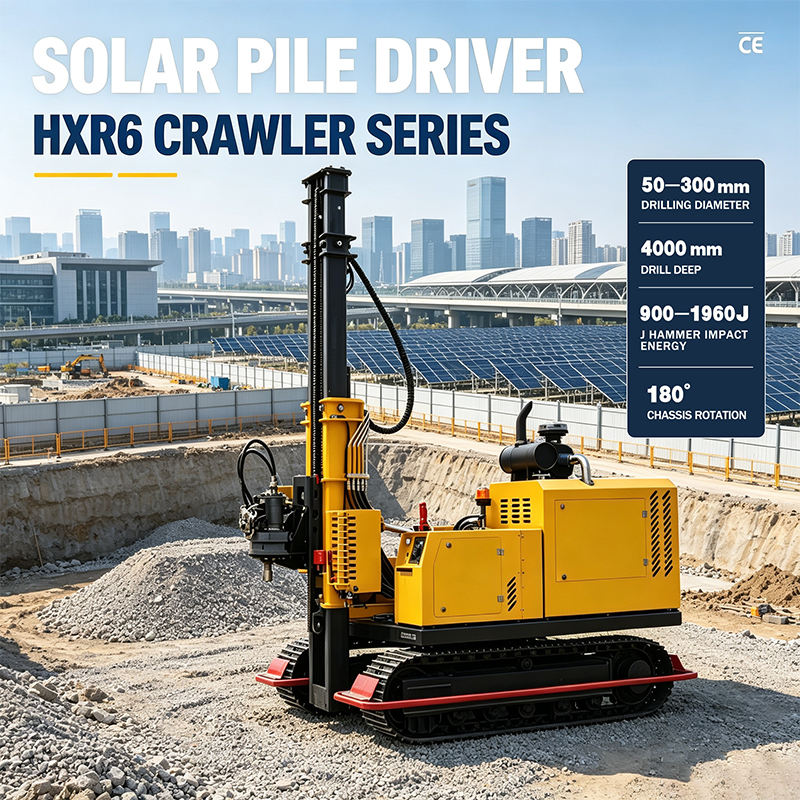 Powerful Crawler-Mounted Piling Rig for Photovoltaic Power Plants ...