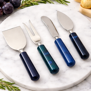 Ensemble de couteaux à fromage de qualité supérieure, écologiques, lavables au lave-vaisselle, lames en acier inoxydable élégantes, manches en résine de bois naturel, pour une table moderne - Product Image 3