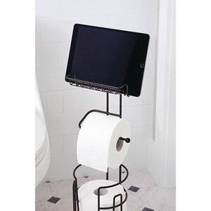 Porte-rouleau de papier toilette en fer et rangement en finition noire Parfait pour les accessoires de salle de bain élégants en Inde Accessoire de salle de bain en métal - Product Image 6