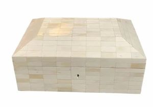 Meilleure boîte à mouchoirs en bois incrusté d'os blanc fait à la main prix de l'organisateur de stockage décoratif minimaliste - Product Image 4