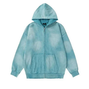 เสื้อฮู้ดดี้สตรีทแวร์แบบสั่งทำพิเศษ สไตล์ซันเฟด ทรงหลวม ไหล่ตก ผ้าหนา ซิปหน้า ปักลาย  แบบยูนิเซ็กซ์ ราคาขายส่ง - Product Image 3