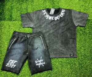 ชุดกางเกงขาสั้นผ้าฝ้าย100% แบบมีสไตล์สำหรับผู้ชายชุดเสื้อยืดผ้าฝ้ายแบบระบายอากาศได้ดีพิมพ์ลายฤดูร้อนออกแบบได้ตามต้องการ - Product Image 2