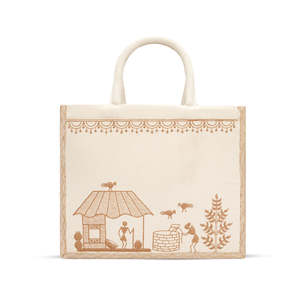 Sac fourre-tout de luxe en coton, brodé, motif artisanal traditionnel, personnalisable avec logo, portable, lavable et réutilisable - Product Image 1