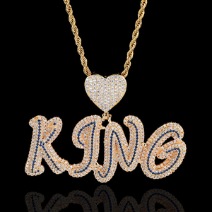 Pendentif personnalisé en argent 925 pour homme avec diamant moissanite et attache cœur, bijou statement - Product Image 2