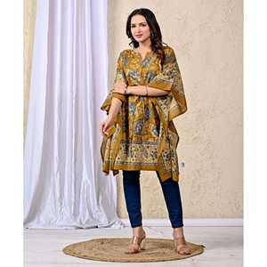 Caftán de Algodón Estampado a Mano, Vestido Casual Elegante para Mujer, Transpirable, Largo hasta el Suelo, para el Tiempo Libre, Club, Día de San Valentín - Product Image 3