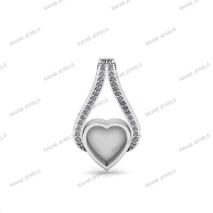 High Quality Women <b>Love</b> Heart Keepsake Semi Mount Blank Bezel Component Empty 925 Sterling Solid Silver Nickel/Lead Free Jewelry - Product Image 1
