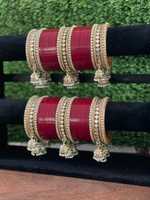 Ensemble de bracelets Kundan Jhumka faits à la main traditionnels, avec fils multi-perles, pour mariage indien, Haldi, Chuda Punjabi, bracelets de mariée tendance