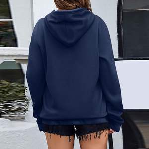 Nouveautés Pulls décontractés pour femmes Sweat à capuche surdimensionné à manches longues avec impression de couleur unie Sweats à capuche et sweatshirts pour femmes - Product Image 4