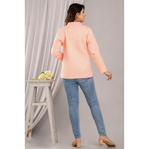 Chaqueta Acolchada de Algodón Estampada para Mujer, Color Durazno - SHKL1020 - Product Image 2