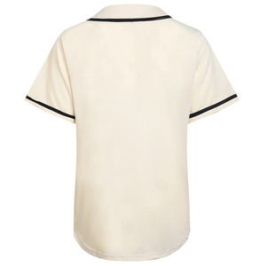 Unisex Baseball Jersey Short Sleeve Cream Color <b>Button</b> Front 100% Polyester Solid Design Regular Fit All Seasons Apparel - Product Image 2