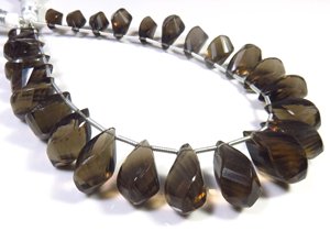 Cuentas de gotas retorcidas de cuarzo ahumado Natural de 9 hebras, piedras preciosas de Briolette elegantes de 10-18mm, 26 Uds., piedras preciosas marrones sueltas - Product Image 3