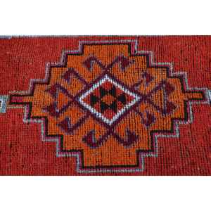 Turkish 2.8x12.1 ft Rug, <b>Runner</b> Vintage Rug, <b>Red</b> Orange Ombr Wool Rug - Product Image 5