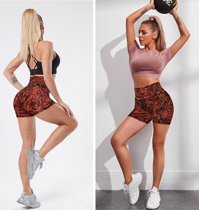 Pantalones cortos de Yoga transpirables de cintura alta para mujer, pantalones de Fitness de entrenamiento activo, cierre de cordón, estilo deportivo más vendido, lavado colorido - Product Image 5