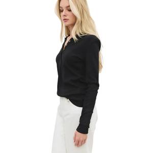 Camiseta de Mujer Casual de Corte Regular, Manga Larga, 100% Algodón, Cuello Redondo, Sin Estampado, Largo Regular, Disponible en XS XXS - Product Image 4