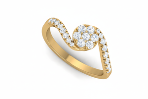 Anillo de Oro de 14K y Diamantes Naturales de Diseño Curvo para Mujer, 0.40CTW - Elegante y Lujoso - Product Image 3